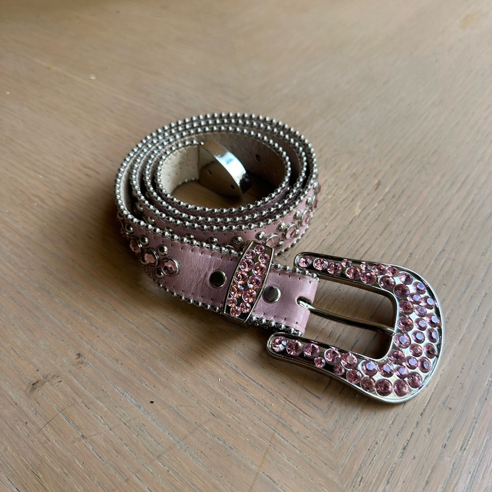 B.B. Simon Pink Crystal Embellished Belt